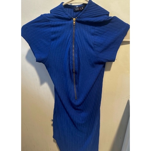 Forever 21 UK LA Blue Zippered Short Mini-Dress - Picture 1 of 6